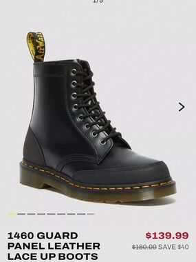 Dr. Martens 1460 Guard Panel Leather Lace-Up Boots in Black